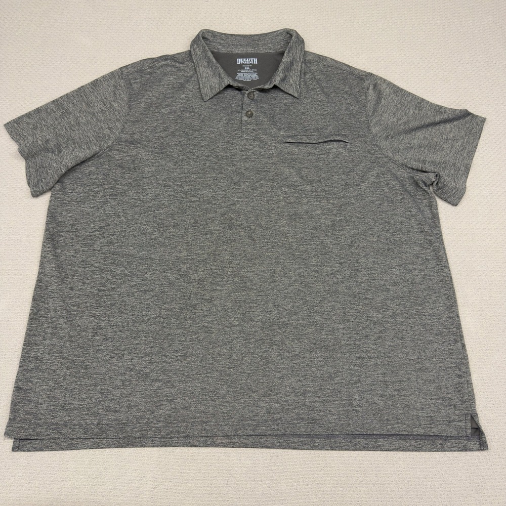 Duluth Trading Polo Shirt Mens 3XL Relaxed Fit Gray Heather Performance Casual